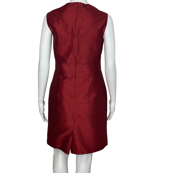 Fourmy Deep Red Wine Faux Dupioni Silk Cutaway Neckline Sheath Dress Sz 8 - Picture 5 of 10